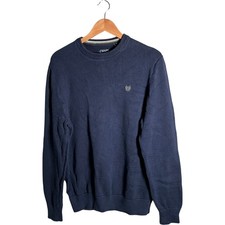 Chaps Jumper Men's Size S Blue Crew Neck Cotton Logo Casual Knitwear