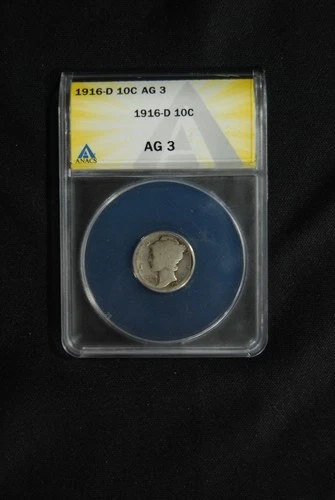 1916-D MERCURY DIME CERTIFIED ANACS AG3 Key Date.