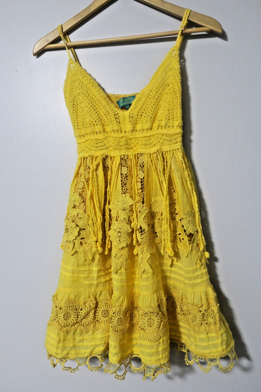 Antica Sartoria Giacomo Cinque Girls Yellow Floral Lace Dress size TU