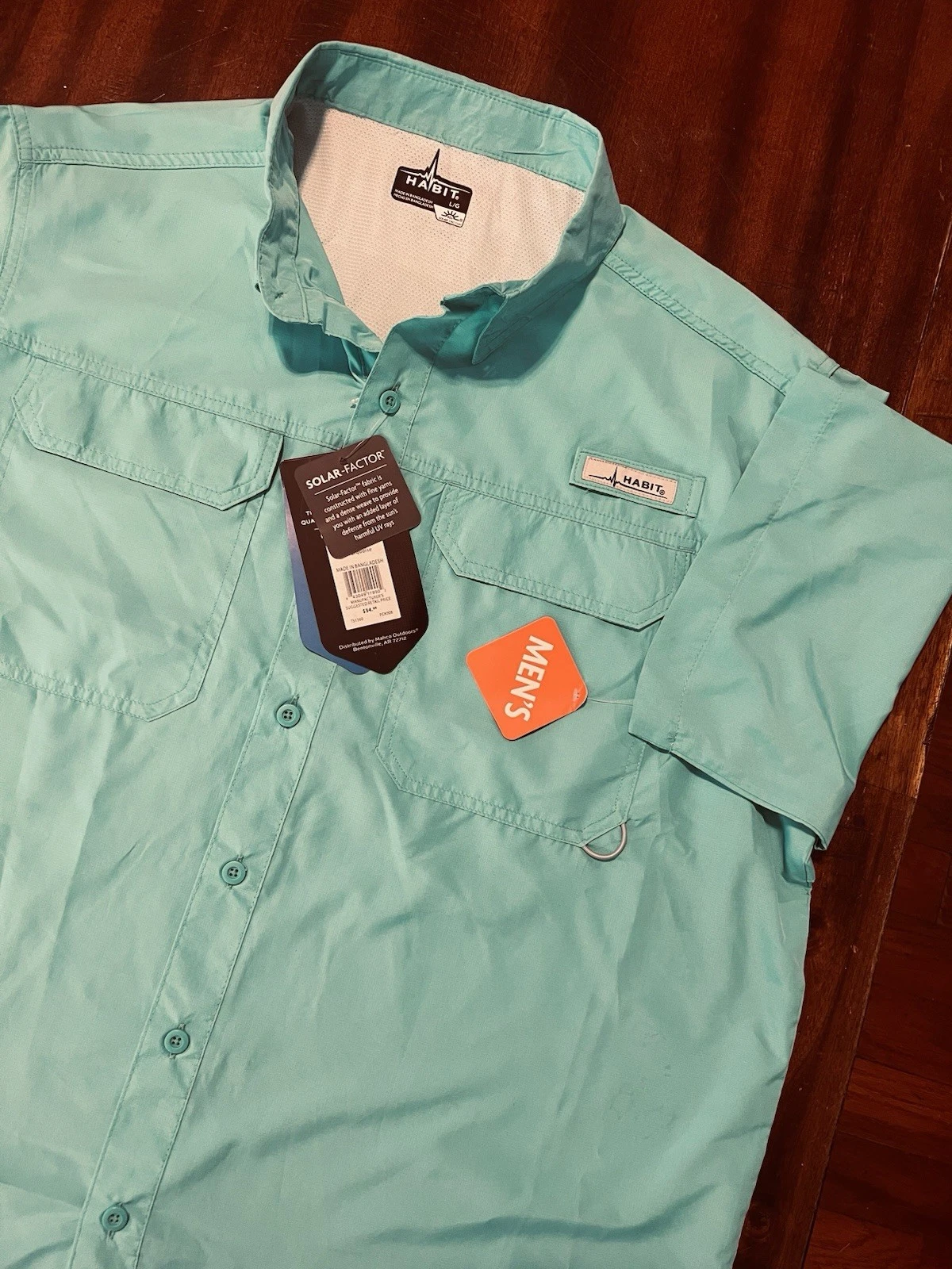 NWT Habit Men's UPF 40+ Shoal Vented Fishing Shirt Green Large