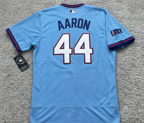 Hank Aaron Atlanta Braves #44 City Connect Blue Jersey FULL SIZE S-3XL NWT