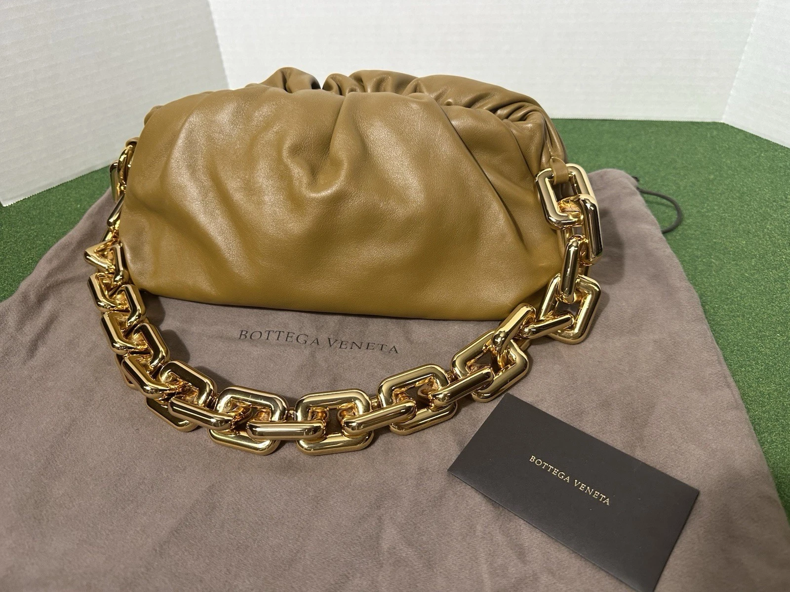 Borsa a tracolla Bottega Veneta The Chain Pouch pelle di vitello marrone Entrupy COA