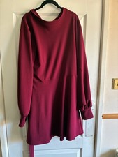 Ladies Burgundy High Neck Skater Dress - Size UK 24 - BNWT
