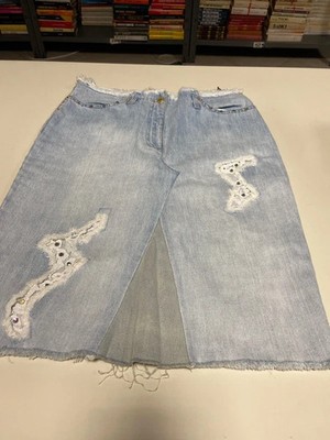 Jeansrock Denim hell Roccobarocco Strass Spitze Gr. 44 N215