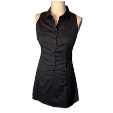 Prada Black Snap Tennis Collared Minimalist Cross Open Back Cotton Dress 44