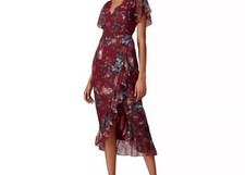 Anthropologie Vone Dress 6 Small Floral Embroidered Whimsical Fairy Faux Wrap