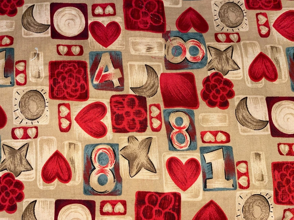 Tela de algodón David Textiles Números Corazones Colección Inglesa Colección Inglés De Colección Por 1/2 Yarda Foto 2 de 4