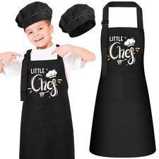 Kids Apron Chef Hat Set Little Adjustable Child Cooking Baking 2 Pockets