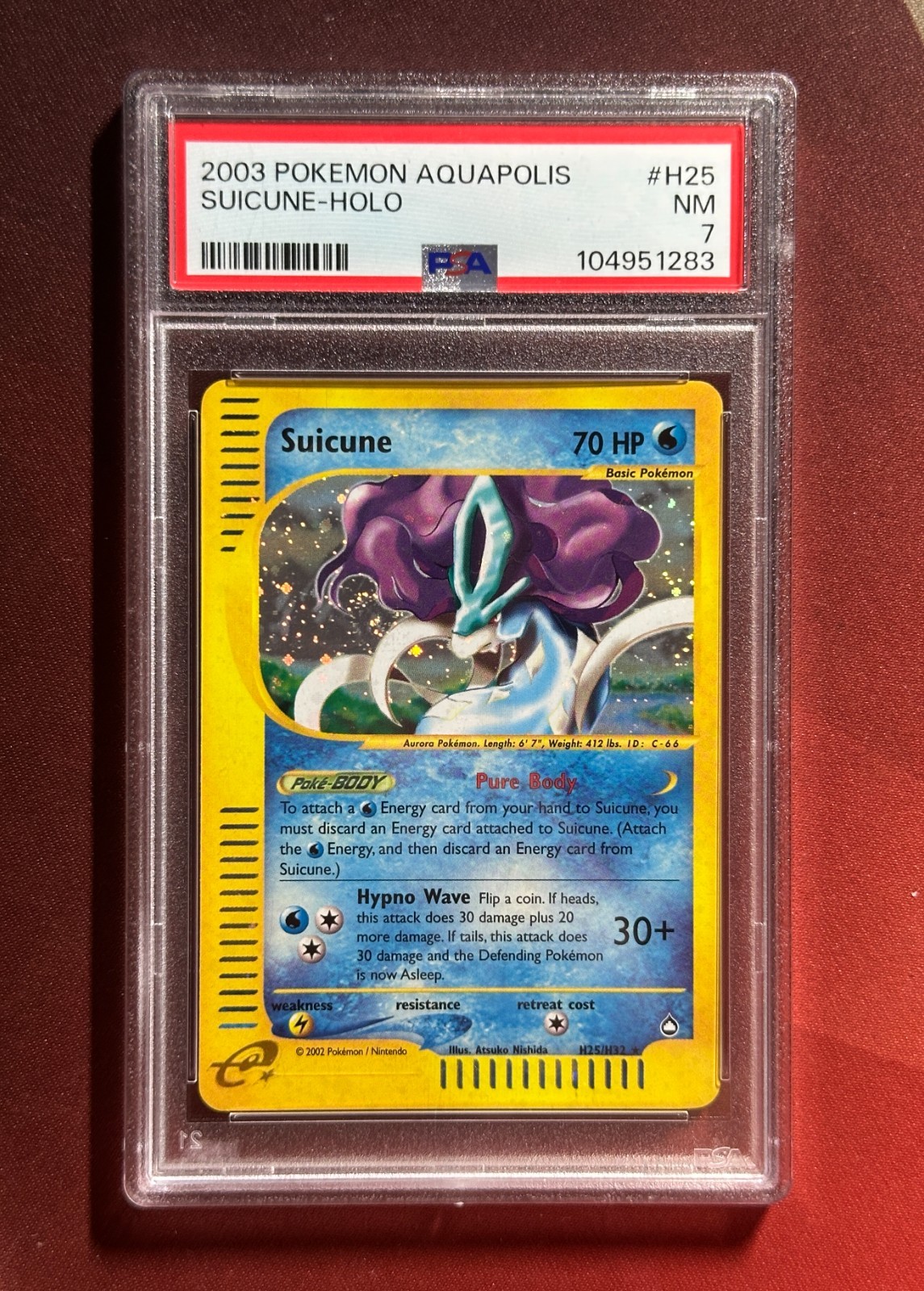SUICUNE H25/H32 Aquapolis PSA 7 NM HOLO SWIRL E-Series E-Reader Pokemon TCG card