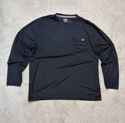 Wrangler Workwear Shirt Mens XL Black Stretch Long Sleeve Outdoor Pocket Base