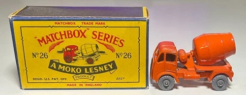 Matchbox Lesney #26 Orange Cement Lorry With Box
