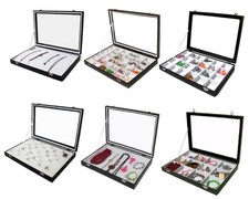 Schmucklade Schmuckkasten Schmucktablett Juwelier Glasdeckel schwarz/weiss
