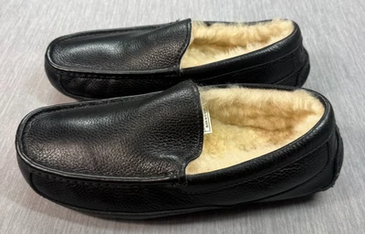 UGG Ascot Leather Slipper Mens 8 Brown Shearling Lined Moccasin 5379 - Image 1 of 4