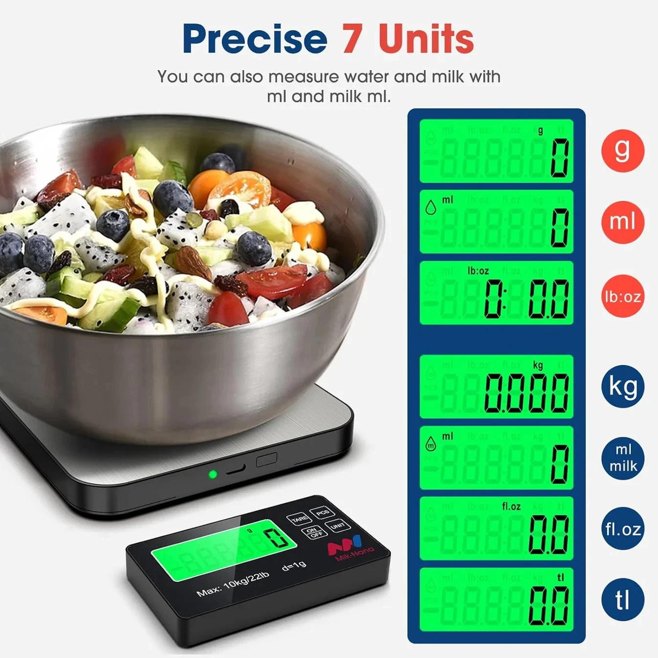 Mik-Nana Food Scale 10kg/22lb Wireless LCD Digital Scale Weight Grams and Ounces
