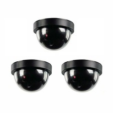 3Pack Dummy Camera Fake Security CCTV Dome Camera with Flashing Red LED Light