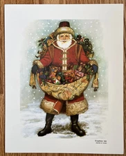 VINTAGE 1991 NADINE HARPER SANTA CLAUS OLD WORLD FATHER CHRISTMAS PRINT