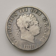 1818 George III Silver Half Crown – Bull Head – Great Britain – ID: 174