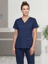 Genuine Dickies Industrial Strength V-Neck Scrub Top navy M Women's Healthcare