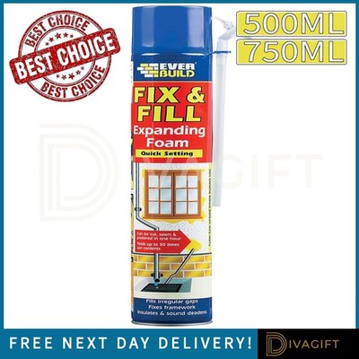 EVERBUILD FIX & FILL EXPANDIERENDER SCHAUMFÜLLER SCHNELL ABBINDEN FÜLLT LÜCKEN 500ML 750ML