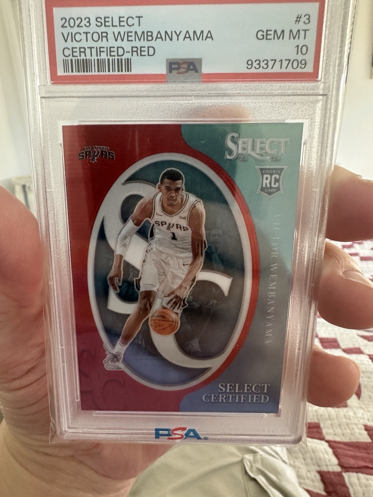 2023-24 Select Certified RED PRIZM Victor Wembanyama #3 (RC) PSA 10 GEM MT SSP