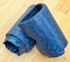 Men  s Pro Wrestling Knee Pads Blue-Black Hologram Metallic Effect sz Large