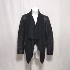 BNCI By Blanc Noir Black ATS Faux Leather Drape Front Biker Jacket Medium