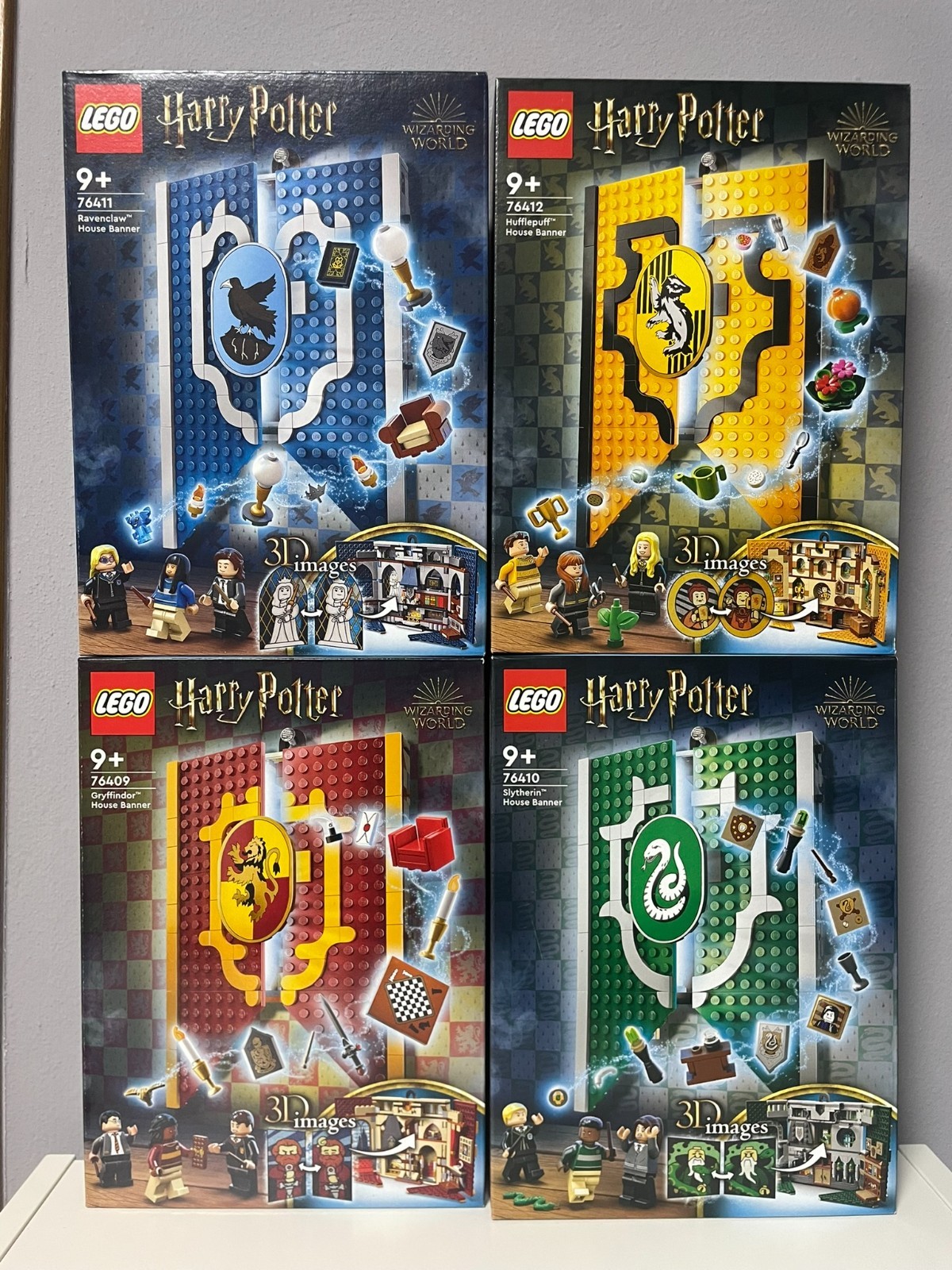 LEGO 76409-76412 Harry Potter Collection 4 Stendardi Hogwarts Nuovi
