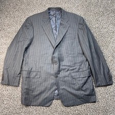 Hickey Freeman Loro Piana Tasmanian Super 120s Wool Pinstripe Blazer Grey 44R