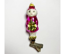 Adorno de Navidad vintage de cristal para niña rábano - decoración soviética de la URSS
