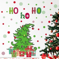 3 Sheets Christmas Wall Decals Red Green Tree Removable Stickers