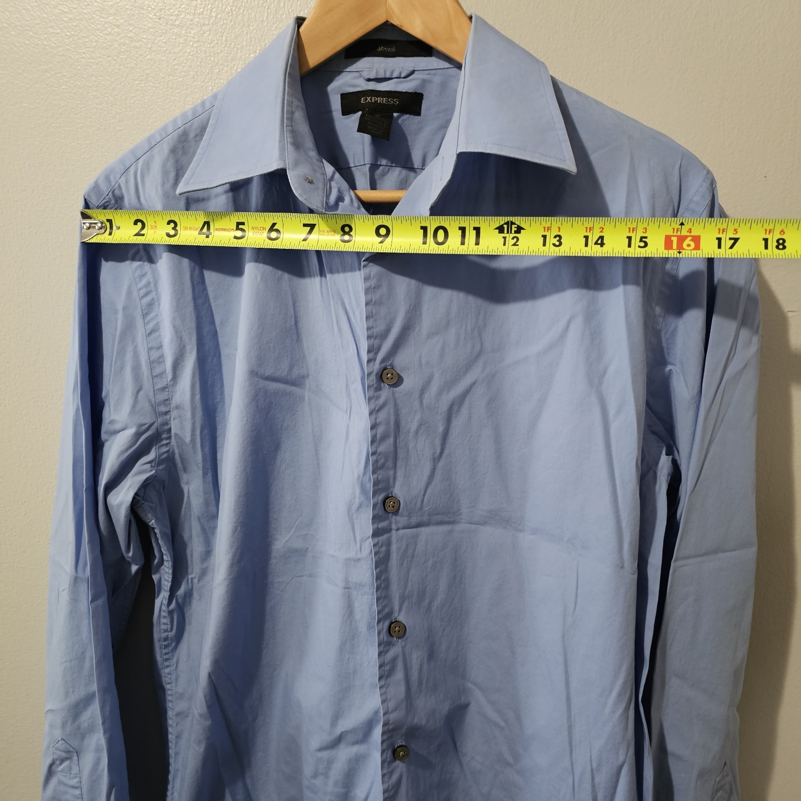 Express Stretch Solid Button Shirt Blue Dress Shi… - image 6