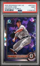 2022 Bowman Chrome Sapphire #BCP-201 Jackson Jobe Prospects Purple PSA 9 #/25