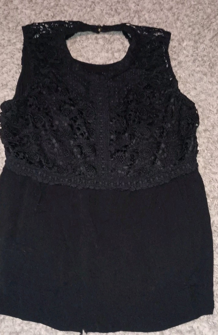 Women's Black Lace See-Through Blouse Size 2 by Maurices