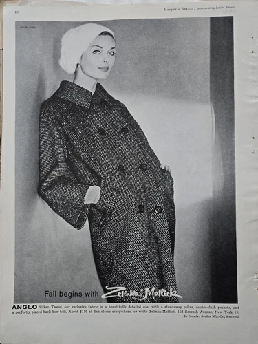 VETEMENTS Cappotto donna Zelinka Matlick Anglo Autunno 1957 vintage originale pubblicità moda