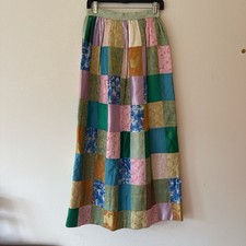 Vintage 1970S Long Pastel Patchwork Maxi Skirt Small