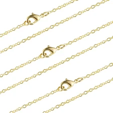 Wholesale 12 PCS Gold Plated Brass Flat Cable Chain Finished Necklace Chains ...
