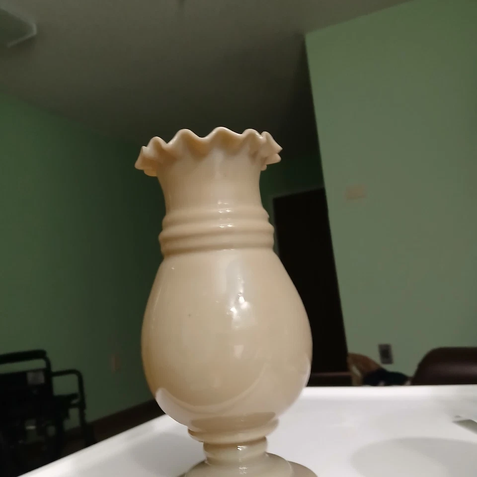 Jarrón victoriano bohemio de vidrio marrón Moser, Pontil hecho a mano prensado mecanizado 1900 Foto 2 de 4