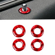 4Pcs Red Carbon Fiber Car Door Lock Pin Trim Sticker For Dodge Charger 2011-14