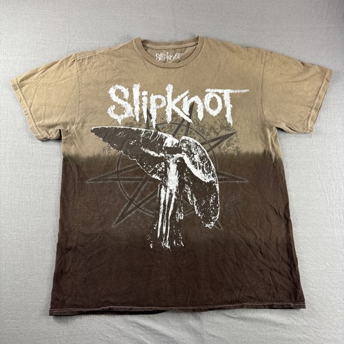 Slipknot T-Shirt Herren M braun Dip Dye Fallen Angel Musik Band Rock Metal Y2K Top