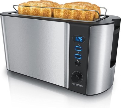 Brandson 4 Scheiben Langschlitz Toaster mit Warmhalterost - Edelstahl Elegance