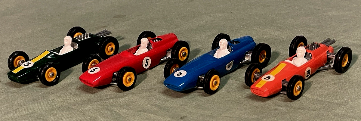 Four Lesney MATCHBOX #52 BRM Formula 1 F1 and #19 Lotus Die Cast