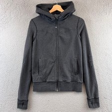 Lululemon Athletica Charcoal Grey Hooded Zip Up Jacket Thumbholes Women's S