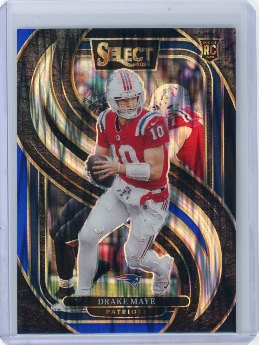 2024 Panini Select Drake Maye RC Black & Blue Shock #113 Premier Level
