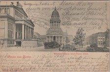 Schauspielhaus und Französischer Dom Gruss aus Berlin 1901 Postcard to USA