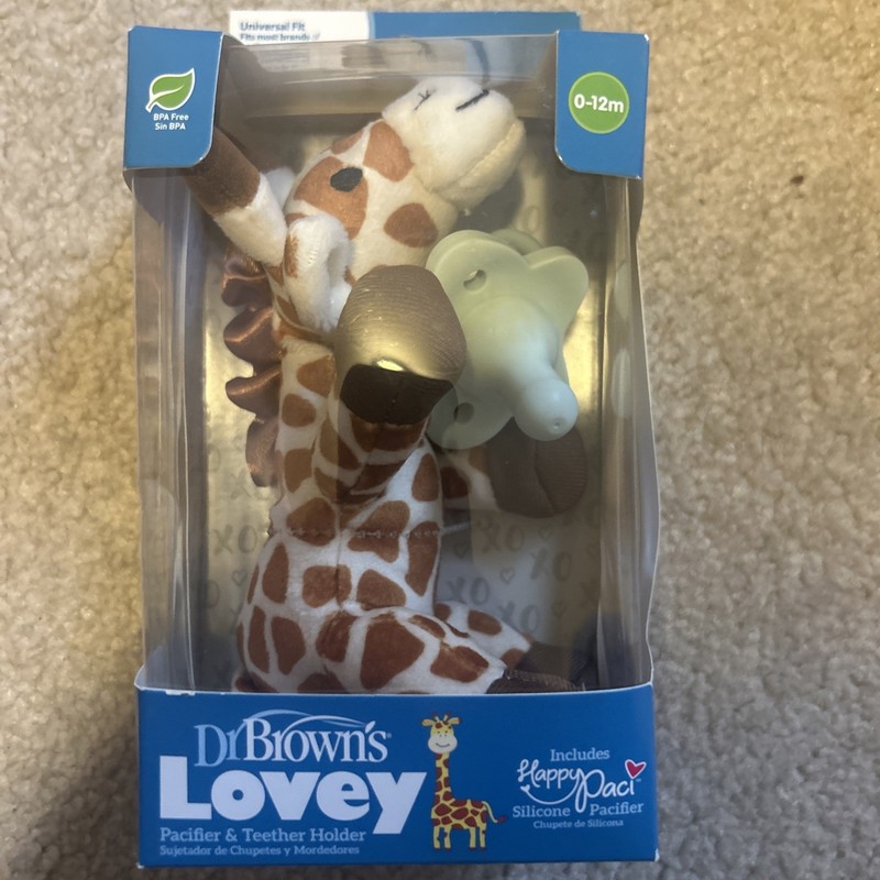 Dr. Brown's Lovey Giraffe Pacifier Baby Teether Holder 0-12 Months Toddler Clip