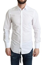 Dolce & Gabbana White Cotton Long Sleeves Men Formal Men's Shirt Authentic