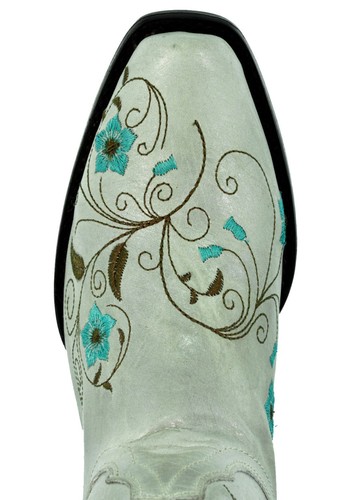 Womens Cowboy Boots Gray Green Leather Embroidery Floral Rodeo Size 6-7.5, 9.5 - Picture 5 of 7