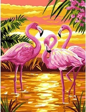 LYKEJI Diamond Art Kits for Adults 5D DIY Full Drill Round A-flamingo 