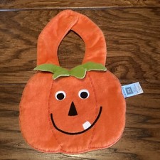 Pumpkin Baby Bib Layered Leaves Terry Cloth Snap Closure Halloween Carters