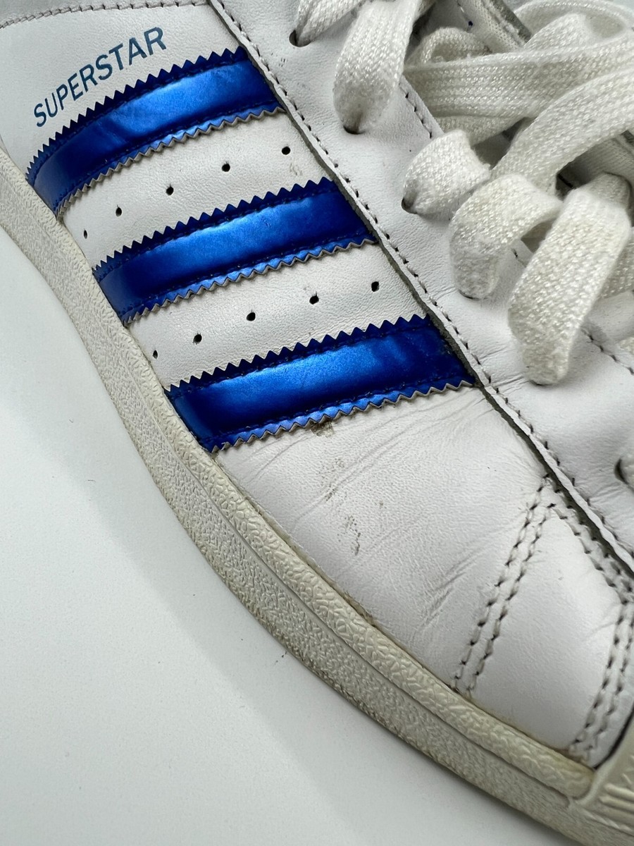 Superstar White Superstar Metallic Blue Stripes Men's Shoes Adidas